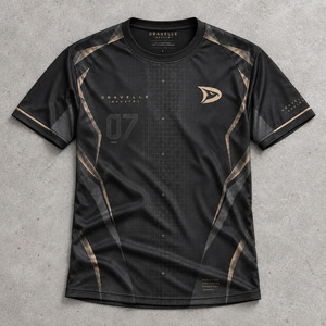 Uniforme de Juego Black Grid con Detalles Metálicos en Bronce, Jersey Sublimado de Alto Rendimiento para Esports para Hombre - Product Image 1