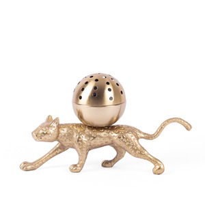 Brûleur d'encens Léopard Doré avec diffuseur d'aromathérapie sphérique perforé pour usage intérieur - Product Image 4