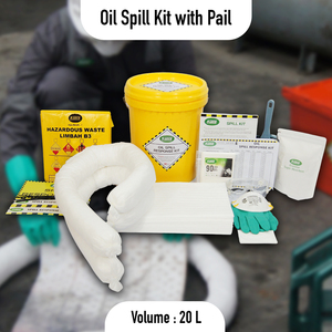Industrial Oil Spill Kit 20Liter Pail Spill Cleanup Kit for Oil Fuel Diesel Maintenance Area Warehouse Industry Factory Workshop - Product Image 2