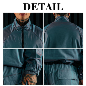 Customized Men's Summer Woven Satin Waterproof Embroidery Quick Dry <b>Jacket</b> Shorts Set <b>Reflective</b> <b>Running</b> Tracksuits High Quality - Product Image 3