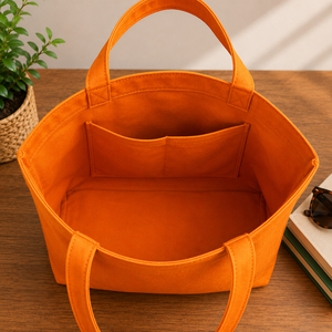Bolsa de Tela con Diseño Floral 'Choose Happiness', Color Naranja, Estilo Minimalista, para Todas las Temporadas - Product Image 5