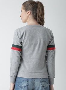 เสื้อสเวตเตอร์คอกลมสีเทาสำหรับผู้หญิงแขนยาวผ้าฝ้ายถักสวมใส่สบายๆในฤดูใบไม้ร่วง - Product Image 1