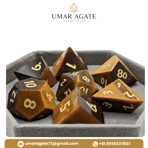 New Arrival Natural Tiger's Eye Gemstone DnD <b>Dice</b> <b>Set</b> 7 Pcs Polyhedral RPG Wholesale - Product Image 6