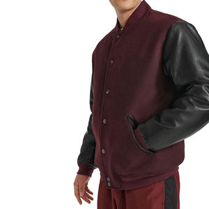Chaqueta Bomber Varsity para Hombre con Mangas de Cuero Sintético, Estilo Universitario Clásico, Ropa Deportiva de Calle, Otoño Invierno - Product Image 6