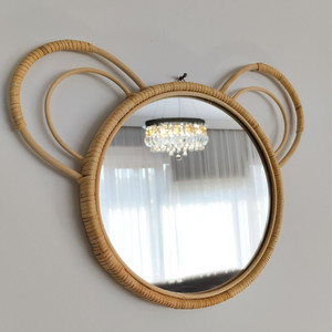 Nouveau design RM47 pour la vente en gros, miroir rond en rotin naturel à 2 couches, forme d'oreille d'ours pour la décoration de la maison, Nhat Minh - Product Image 3