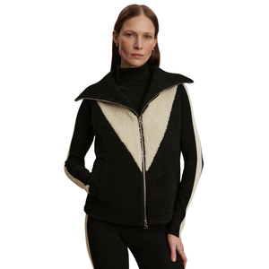 Chaleco de Sherpa Negro para Mujer, Diseño Premium, Panel en V Crema, Cierre de Cremallera Bidireccional, Sin Mangas, Ropa de Invierno, Venta al Por Mayor OEM - Product Image 3