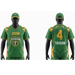 Camiseta de Lacrosse para Hombre, 240 GSM, Secado Rápido, Poliéster Interlock, Paneles en Verde y Dorado, Impresión Personalizada por Transferencia de Calor, Camiseta de Equipo - Product Image 1