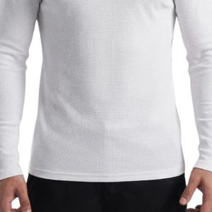 Men's Solid White <b>Cloud</b> Warm Crew <b>Neck</b> Long Sleeve 180g Lightweight Breathable Eco-Friendly Quick Dry Fitness Gym Training - Product Image 5