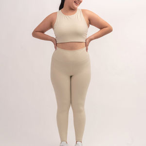 Ensemble de yoga sur mesure pour femme avec logo frontal, taille élastique, léger, 2 pièces, tenue de sport anti-transpiration, extensible dans les quatre sens - Product Image 2