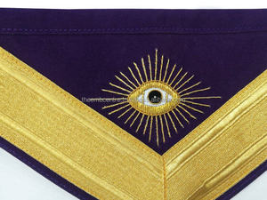 Tablier Maçonnique Regalia Past Master Blue Lodge-Broderie à la main or et violet - Product Image 2