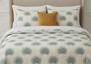 Modern Quilt With Palm Print Handmade Organic Cotton All Season <b>Bedding</b> 60x90 Inches - Product Image 2