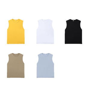 Camiseta sin mangas transpirable de punto para hombre con logo frontal personalizado, cuello redondo, 100% algodón, chaleco deportivo informal - Product Image 2