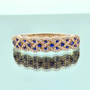 สร้อยข้อมือไพลินสีน้ำเงิน ปรับขนาดได้ เงินแท้ 925 ชุบทอง 14K อัญมณีธรรมชาติ เครื่องประดับสุดหรู ของขวัญสำหรับผู้หญิง - Product Image 1