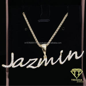 Collar con colgante con nombre Jazmin, diseño elegante de estilo caligrafado, joyería llamativa brillante para mujer, venta al por mayor - Product Image 3