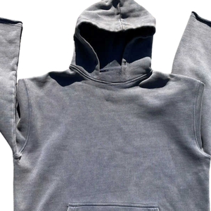 Fabricante de sudaderas con capucha grises desgastadas personalizadas, sudadera extragrande con dobladillo sin rematar y marca OEM, sudadera con capucha rosa lavada con efecto desgastado por el sol, extragrande - Product Image 2