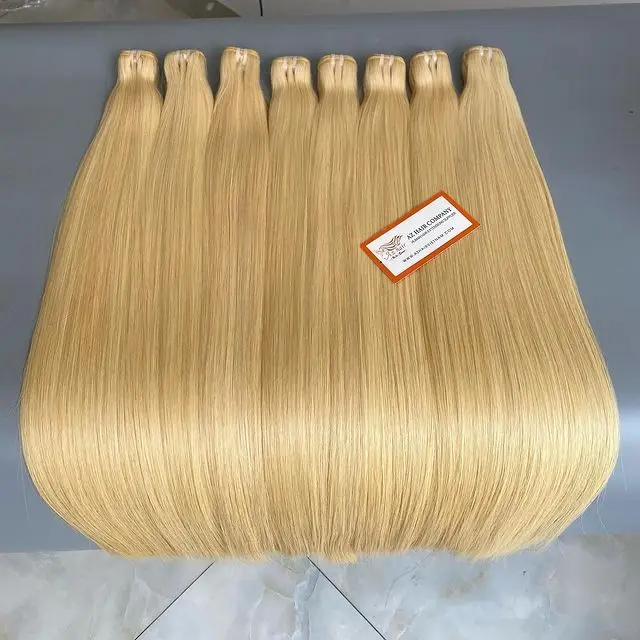 Pas cher Naturel Vierge Vietnam Cheveux Humains Double Dessiné Remy 613 # Blonde Armure Extensions de Cheveux Double Dessiné Cuticule Aligné Bundles