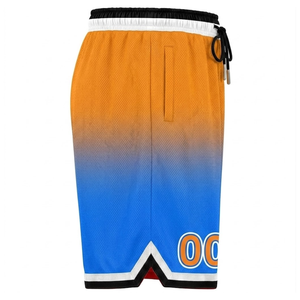 Shorts de basket dégradés pour hommes avec cordon de serrage à la taille et poches, séchage rapide, en maille athlétique, bleu orange - Product Image 6
