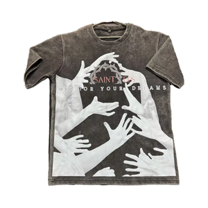 Camiseta de Algodón Gris para Hombre, Manga Corta, Cuello Redondo, Estilo Urbano, Estampado, Corte Regular, Tejido Jersey - Product Image 1