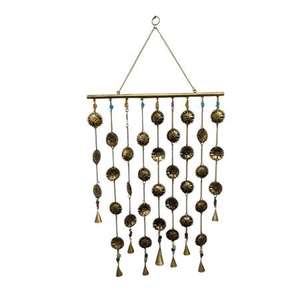 Campana de vaca de hierro chapada en oro con cadena de viento, hecha a mano y pintada, para decoración del hogar, regalo. - Product Image 3