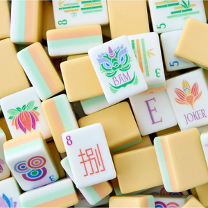 Acrylic American Mahjong Tiles 160pcs 4-Layer Laser Engraved Floral Yellow For <b>Gambling</b> Table Game - Product Image 1