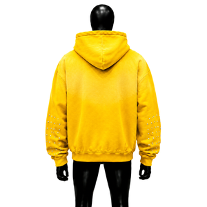Sudadera con capucha cristiana al por mayor con cita de oración y detalles de tachuelas, cómoda, de corte holgado, con diseño llamativo en la manga. - Product Image 2