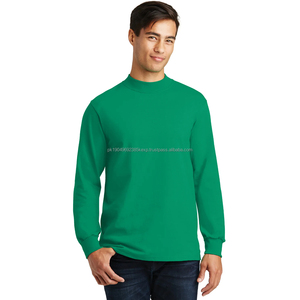 Chemises pour hommes à manches longues 100% coton col rond t-shirts à manches longues t-shirt vert prix pulls en trois mélanges à capucheDDP expédition - Product Image 1
