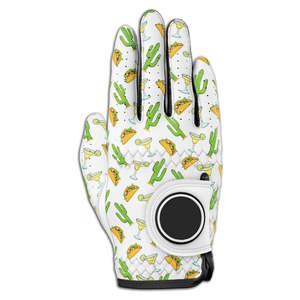 Gants de golf pour hommes de qualité supérieure, Tacos and Tequila, fabriqués en cuir véritable, disponibles en taille moyenne/grande, spécialement conçus - Product Image 1