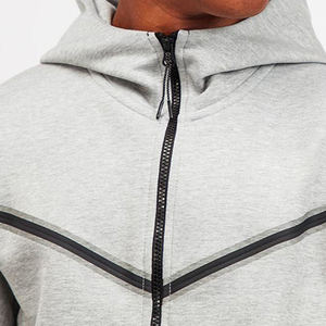 Sweat-shirt à capuche zippé intégral en molleton technique pour homme, coupe ajustée, style survêtement, uni, pour le sport, la gym et le streetwear, vente en gros 2024 - Product Image 6