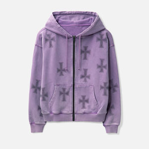 Sweat à capuche en molleton anti-rétrécissement personnalisé pour homme, 100 % coton, détails en strass, épaules tombantes, coupe oversize, grandes tailles, hiver, 300g, séchage rapide - Product Image 5