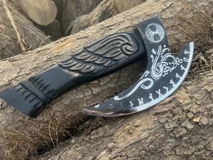 Cortador de Pizza Estilo Vikingo Hecho a Mano, Cuchilla Grabada de Acero con Alto Contenido de Carbono, Mango de Madera, Grado Industrial Personalizado, Pasha Enterprises - Product Image 5