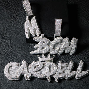 Custom <b>Iced</b> <b>Out</b> Letter Pendant Necklace Hip Hop Style Moissanite Silver Rhodium Plated Rope <b>Chain</b> Unisex Jewelry - Product Image 6