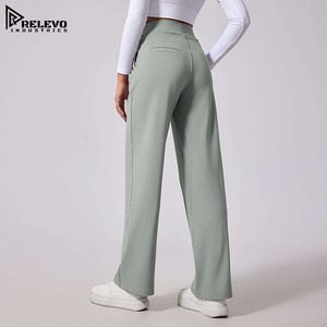 กางเกงวอร์มเอวสูงแบบบล็อกสีสำหรับอุตสาหกรรมจาก relevo กางเกงวิ่งโยคะขาตรงทรงหลวมมีกระเป๋า - Product Image 2