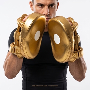 Cibles de frappe en cuir de vachette doré Dumela – Équipement d'entraînement durable pour les arts martiaux - Product Image 4