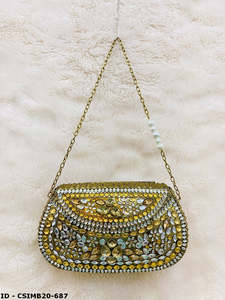 Pochette de soirée en métal mosaïque sur mesure avec accents artistiques en carreaux, grande capacité, fermeture à bouton, accessoire de mode - Product Image 3