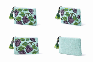 Pochette à Monnaie de Luxe Faite à la Main avec Perles en Forme de Raisin, Portefeuille Ouvert pour Femme au Design Fruité, Mini Sac à Main Artisanal Haut de Gamme avec Perles, Chaîne en Polyester - Product Image 6