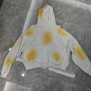 Custom Cropped Zip Hoodie with Utility Pocket Detail Premium Cotton Fleece Vintage Spray Wash Effect OEM ODM Streetwear Hoodies - Product Image 2