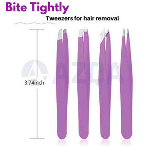 Premium Stainless Steel Eyebrow Tweezers Set with Purple PU Leather Case <b>Precision</b> Beauty Grooming <b>Tool</b> Kit - Product Image 2