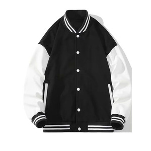 Veste varsity pour homme en tissu polaire, style baseball, coupe décontractée, col montant, fermeture à boutons. - Product Image 5