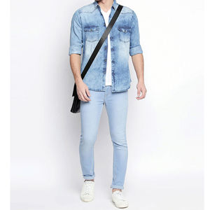 Fabricant en gros de chemises en jean premium 100% coton, coupe ample et respirante, pour hommes, pour commandes en gros OEM - Product Image 1
