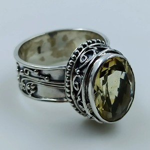 Anillo de Compromiso Boho de Plata de Ley 925 con Citrino para Mujer, Gema Amarilla Ovalada de 12x16 mm, Piedra de Nacimiento de Noviembre - Product Image 4