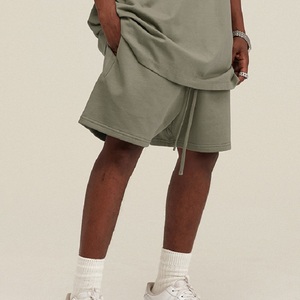 Nuevos Pantalones Cortos Bermuda de Algodón de Color Liso para Hombre Tallas Grandes, Estilo Casual con Cordón en la Cintura, Tejido Liso Teñido, de Longitud Media para Hombre - Product Image 3