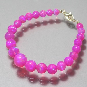 <b>Pink</b> Opal Natural Stone Beads Opal Balls 6-9mm Size 8 Inches/16Inches Long Strand Super Fine Quality Jewelry Making Rajasthan - Product Image 2