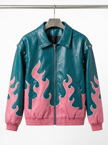 Blouson en cuir pour homme Dumela, style moto, col rabattu, fermeture à bouton unique, coupe régulière, séchage rapide, respirant - Product Image 1