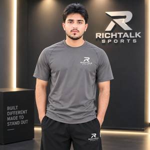 Quick Dry Breathable <b>Raglan</b> Sleeve Performance <b>Men's</b> Sport <b>T</b>-<b>shirts</b> Spandex/Polyester Crew Neck - Product Image 1