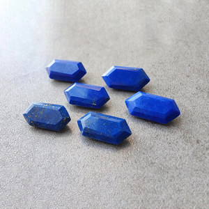 Lapis-lazuli naturel, taille facetée, forme hexagonale, pierre précieuse calibrée, pour bijoux - Product Image 5