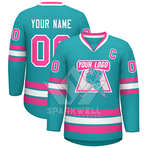 Camiseta de Hockey sobre Hielo Personalizada para Hombre, Negra con Rayas Blancas, Cuello en V, Sublimada, Absorbente de Humedad, Manga Larga, Ropa Deportiva para Adultos - Product Image 5