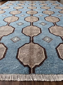 Tapis géométrique moderne, tapis de sol doux, bleu beige marron, tapis décoratif à franges pour salon, chambre à coucher - Product Image 4