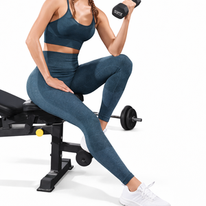 Women Solid Color Seamless Yoga Sports Bra Set Medium <b>Support</b> Long Sleeve <b>Crop</b> <b>Top</b> With High Waist Leggings For Fitness Yoga - Product Image 1