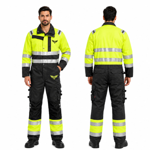 Combinaison de travail réfléchissante haute visibilité pour hommes, combinaison de sécurité industrielle, combinaison de protection imperméable, vêtements de travail pour mécaniciens et constructeurs - Product Image 1