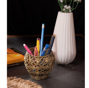 New Arrival Brass Pen Holder Jar Office Standard Desktop Organizer Makeup <b>Brush</b> Container <b>Round</b> Brass Candle Jar - Product Image 1